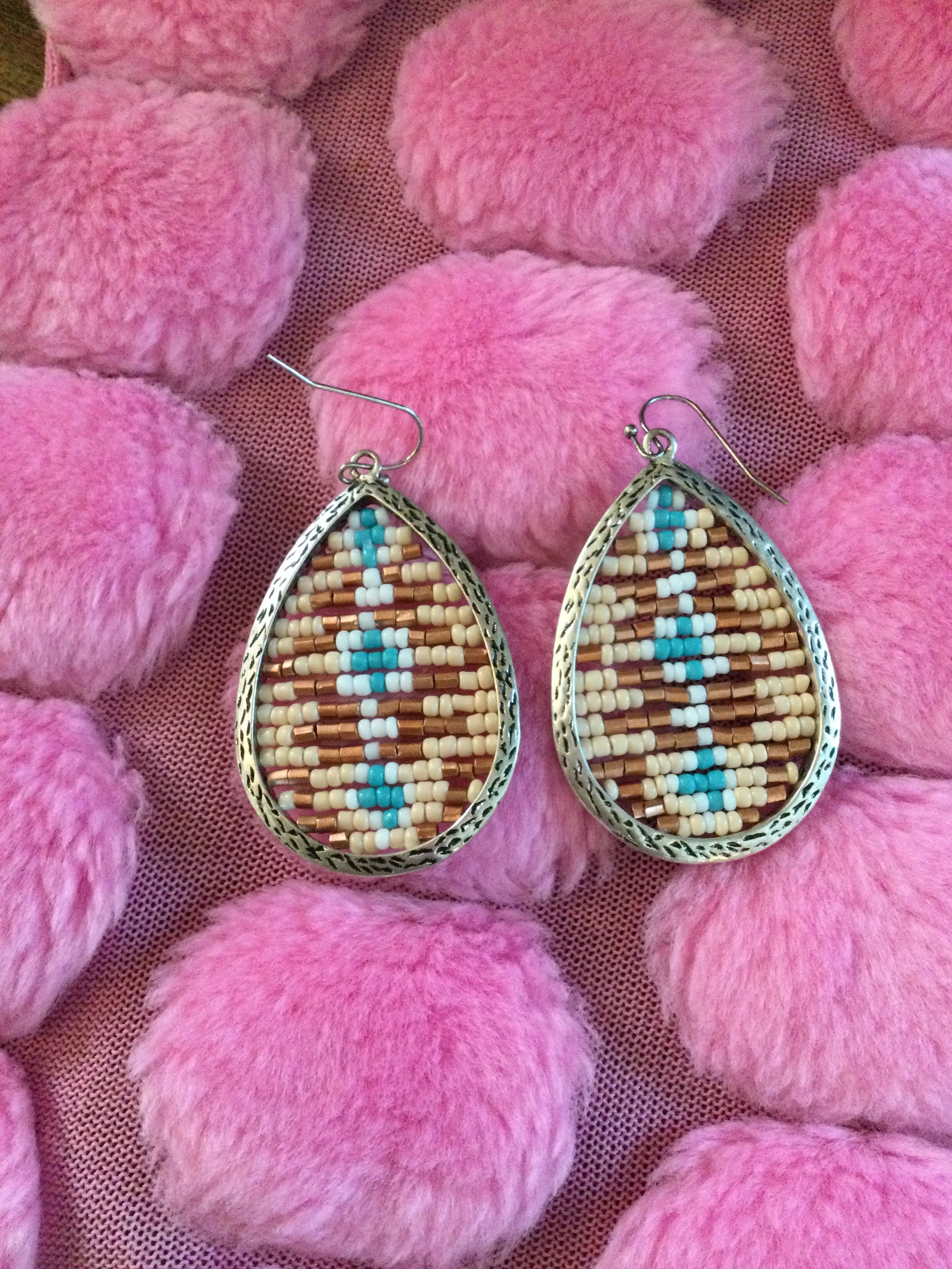 Natural Lynbrook Teardrop Seed Bead Earrings