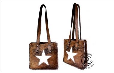 COWHIDE STAR WHITE LEATHER HANDBAG