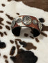 Brown with Silver Concho accents-Cow Print Cuff Bracelets with Concho Accents