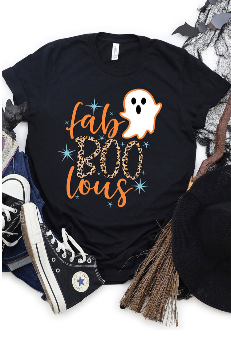 Fronnt View-&quot;Fab Boo lous&quot; Ghost Print Graphic Tee