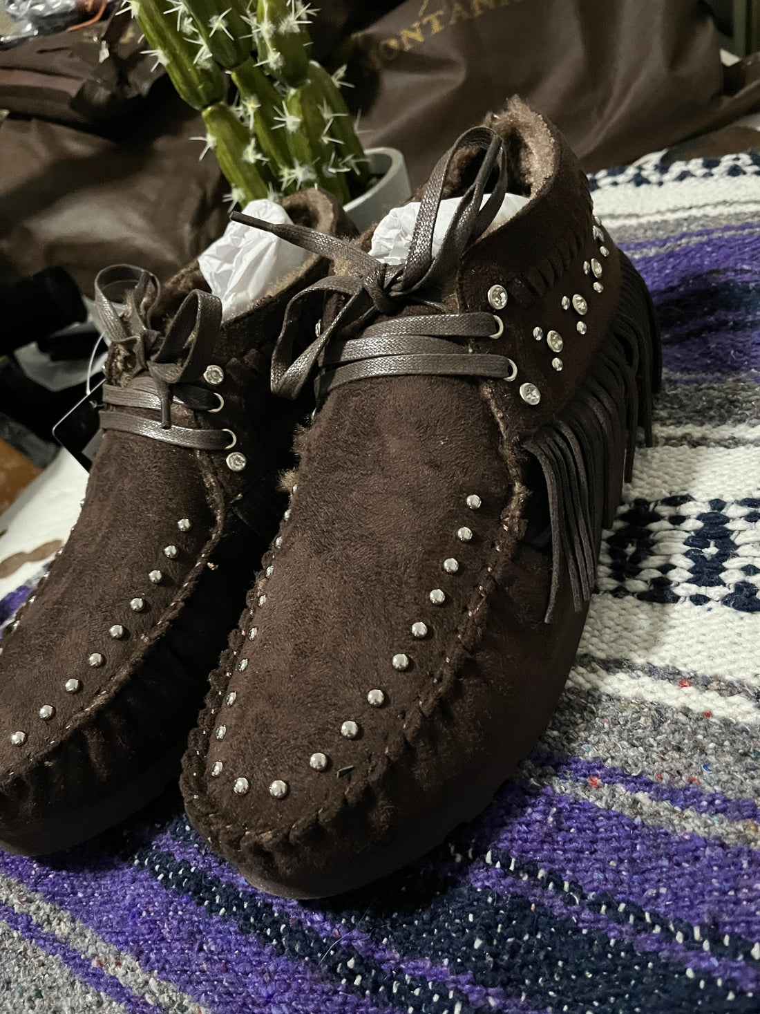 Full View-Montana West Fur Lined Lace up Suede Moccasin Booties