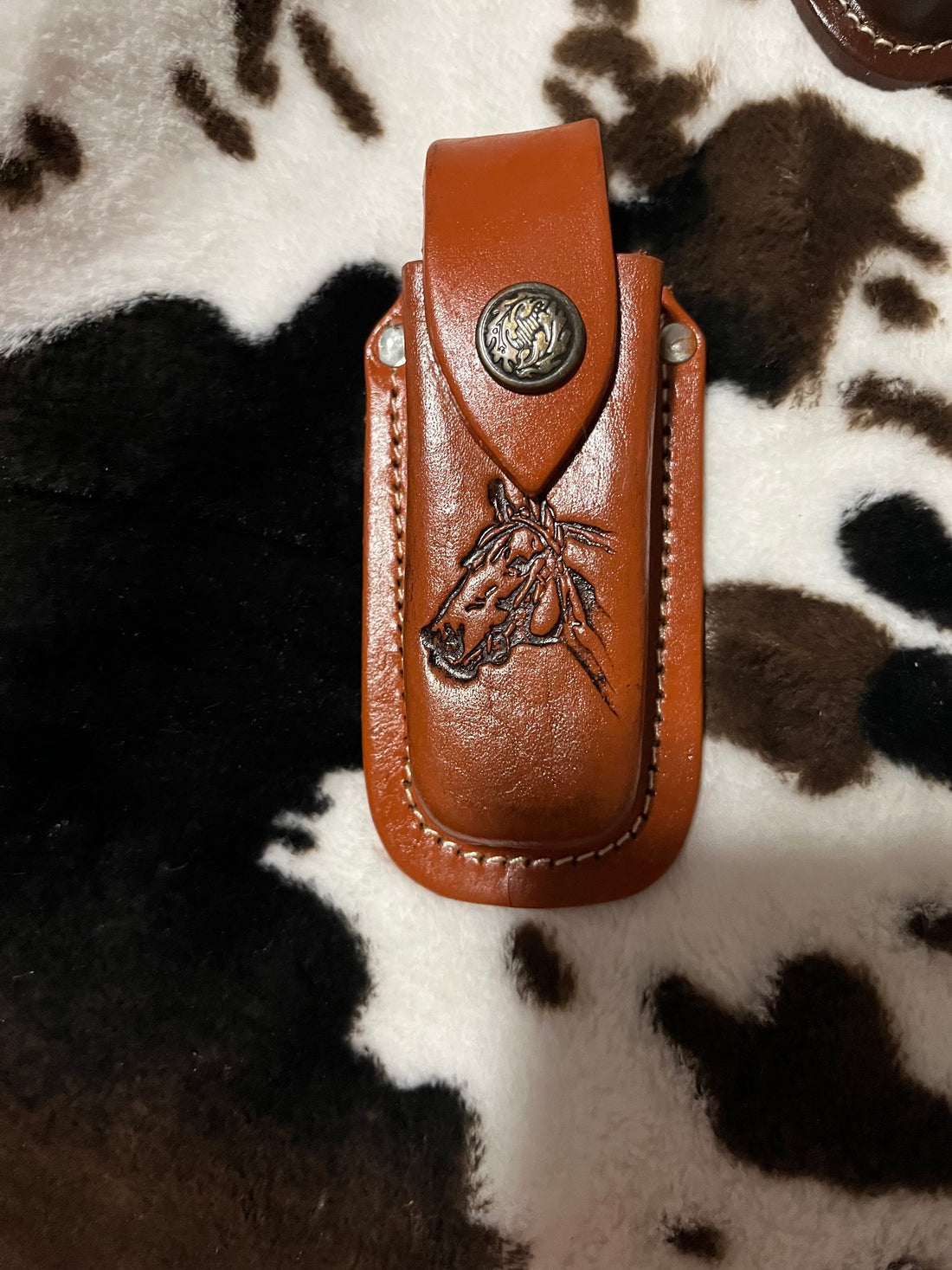Brown Leather with Horse-Genuine Leather Knife Sheaths