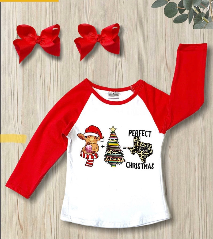 Cow+Christmas Tree=Texas Christmas Girls Graphic Tee