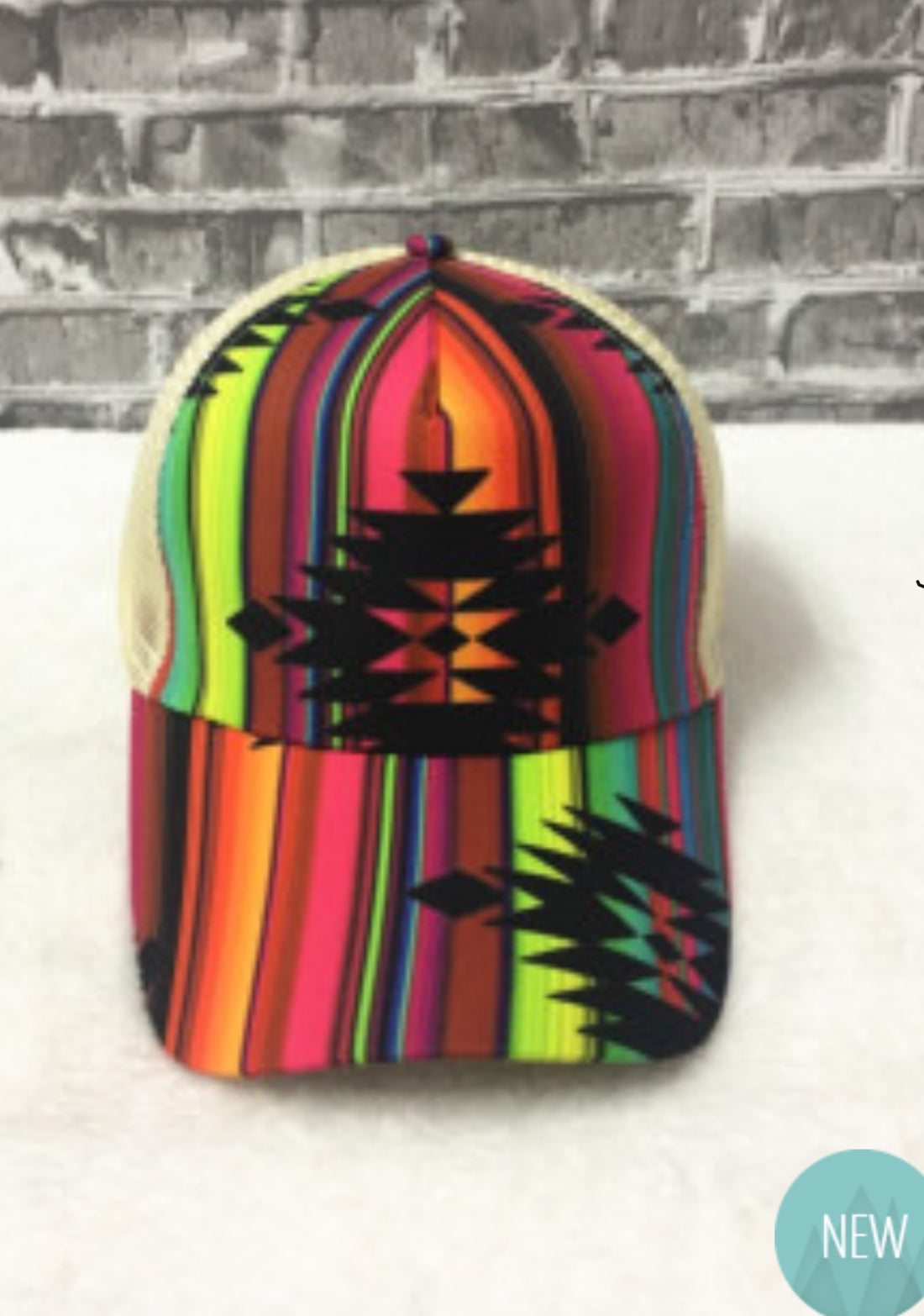 Multicolored Aztec Messy Bun Caps