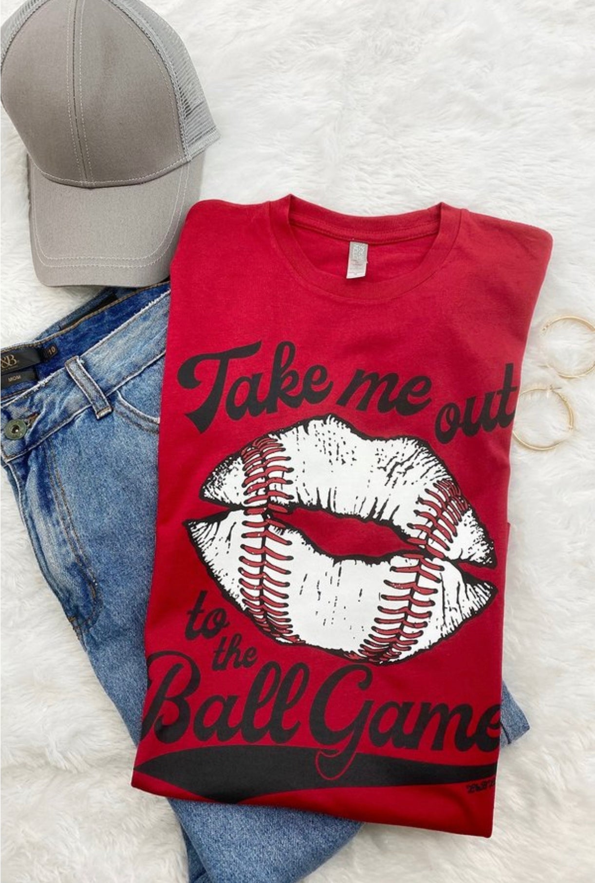 Take Me Out To The Ballgame-Baseball Lips Tee