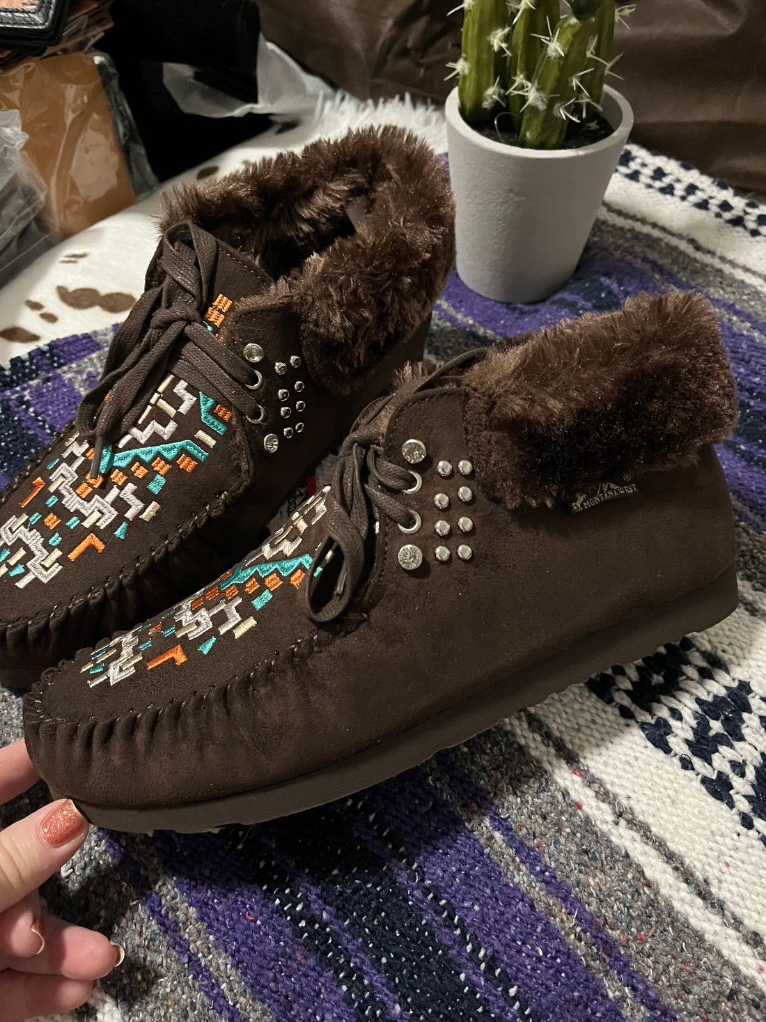 Side View-Montana West Dark Brown Lace up Suede Moccasins