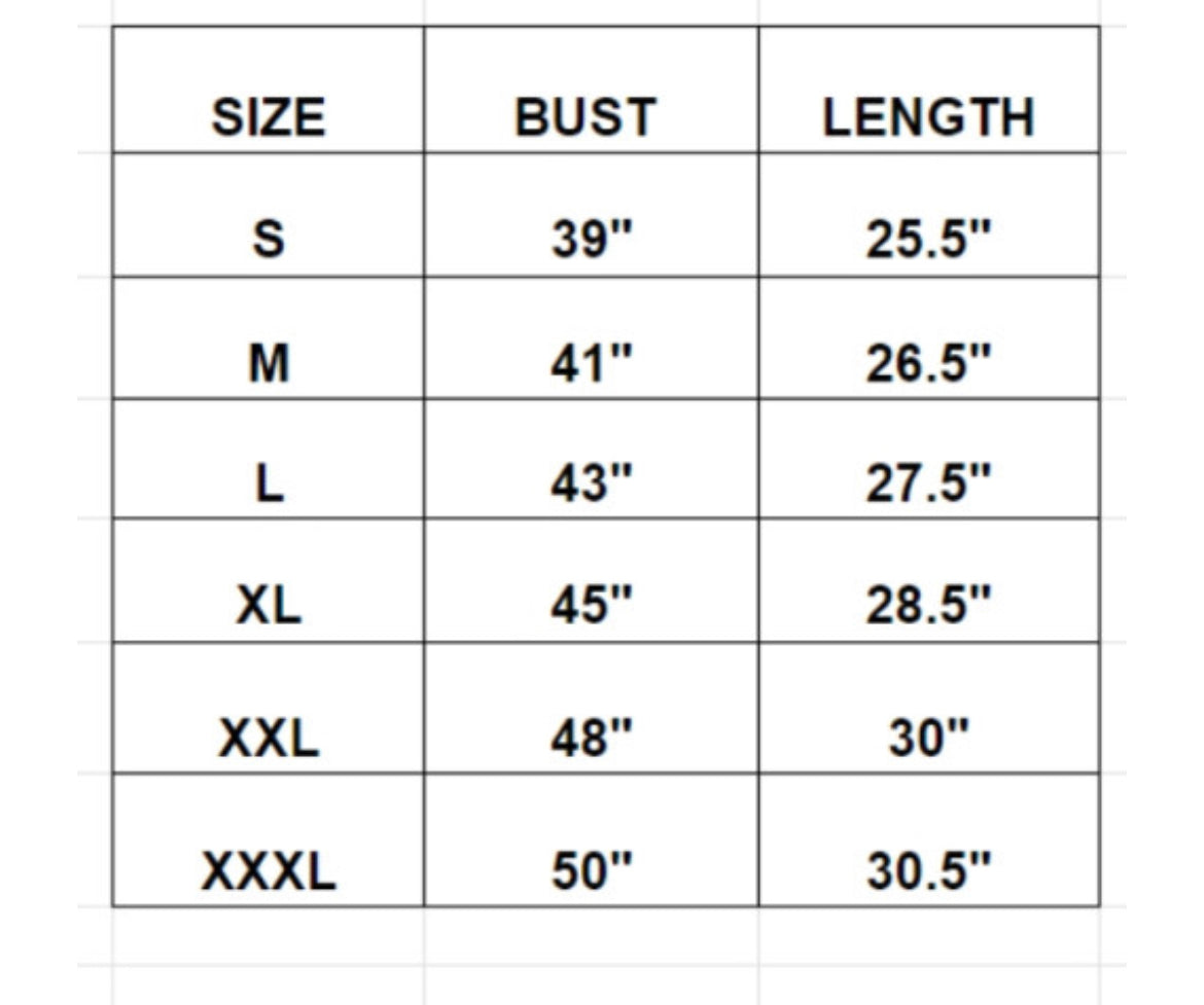 Size Chart-Let Me Tell You About My Jesus Long Sleeve Shirt