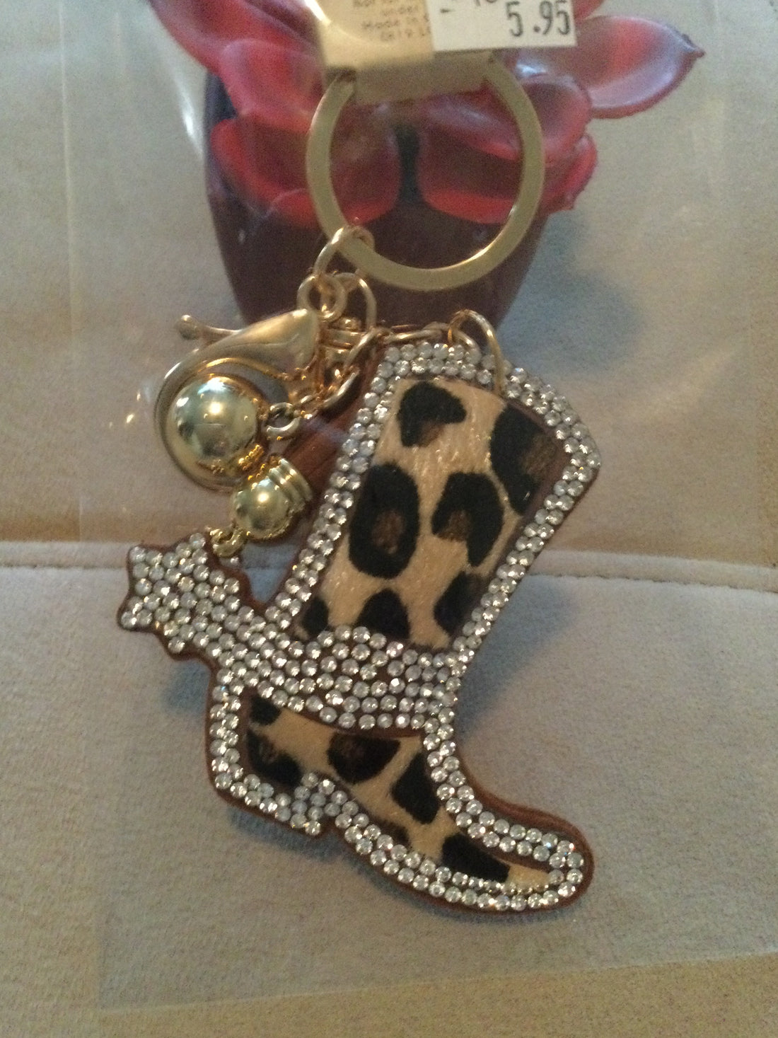 Rhinestone Covered Keychain With Tassel