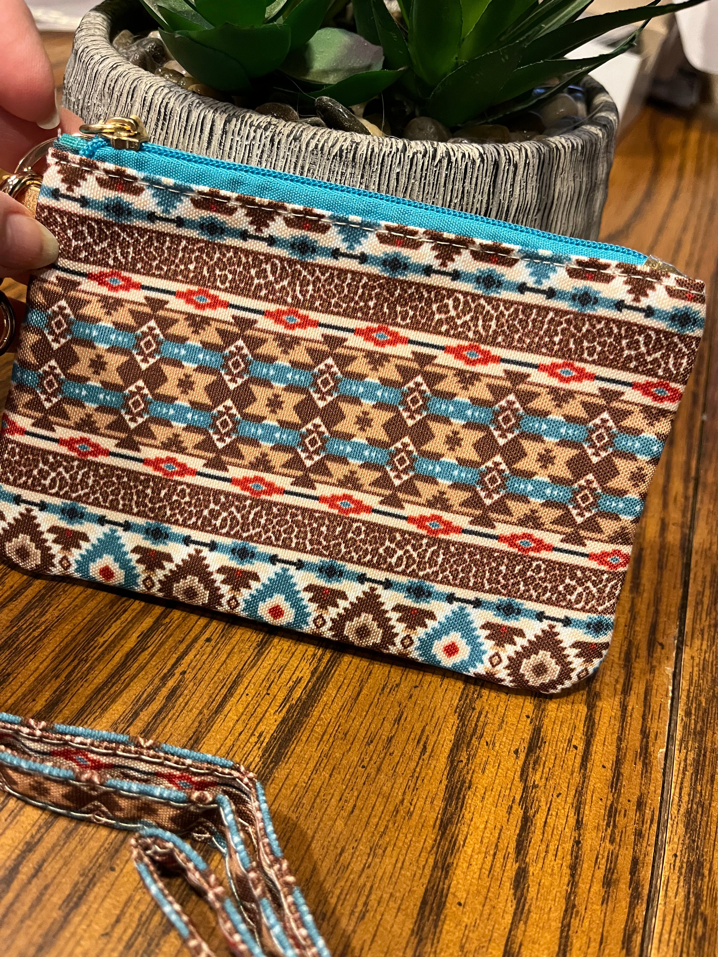 Aztec Style Front View-Lanyard Style Wallet 