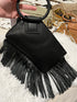 Black-Leather Fringed Wristlet