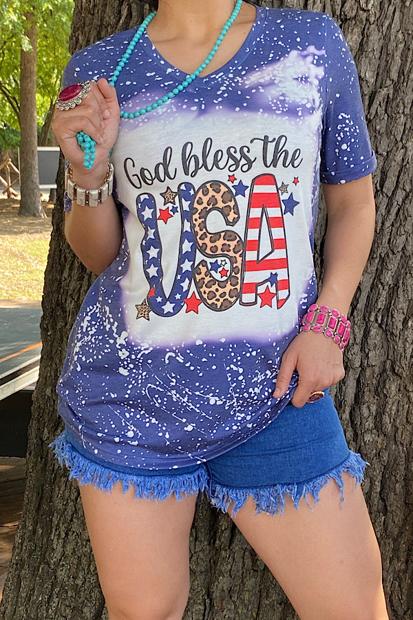 Women’s God Bless the USA Patriotic Printed Tee