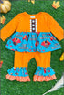 Orange with Turkey printed Skirted Baby Romper