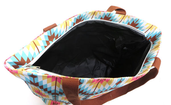 Inside View- Aztec Print Canvas Tote