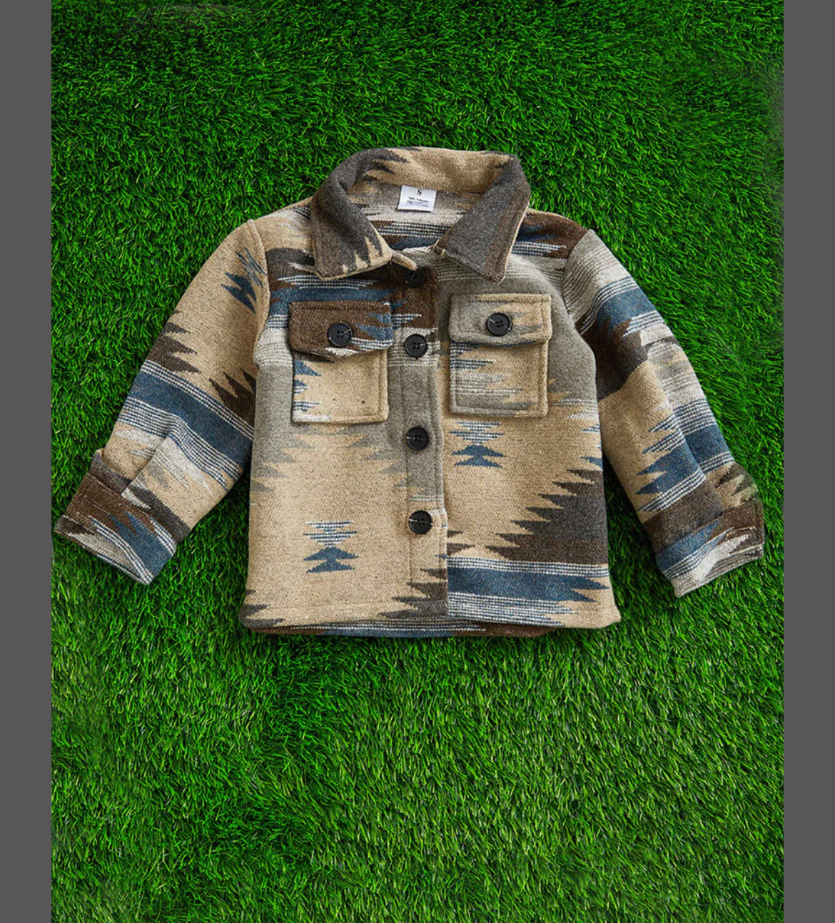 Child’s Beige Aztec Button Up Jacket