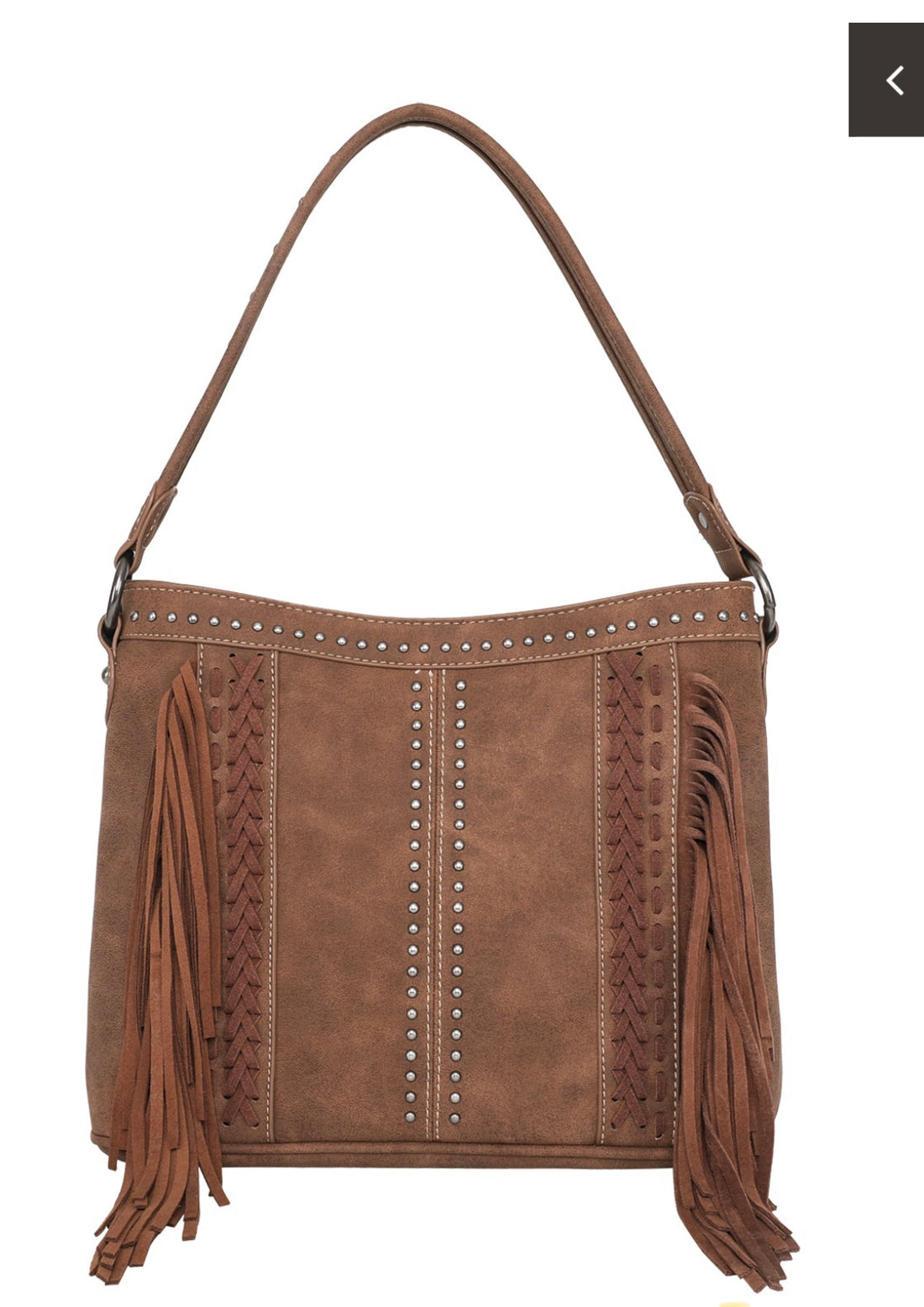 Front View-Montana West Fringe Collection Concealed Carry Hobo Leather Purse