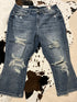 Front View-Judy Blue Skinny Fit Mid-Rise Destroyed Capris