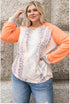 Plus Size- Leopard Print Orange Long Sleeve Top