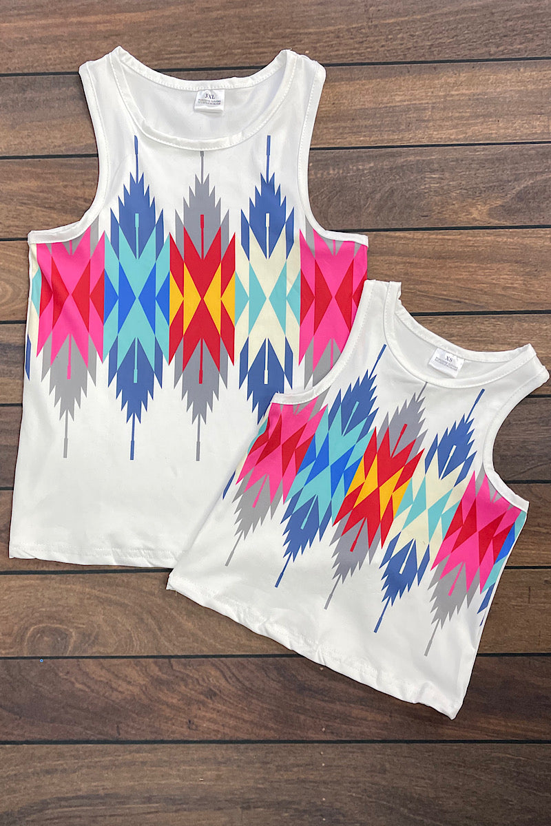 Girls Aztec Printed Tank Top Shirt