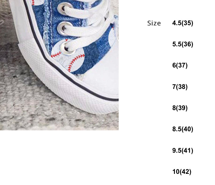 Size Chart-Blue Baseball Element Lace-up Sneakers