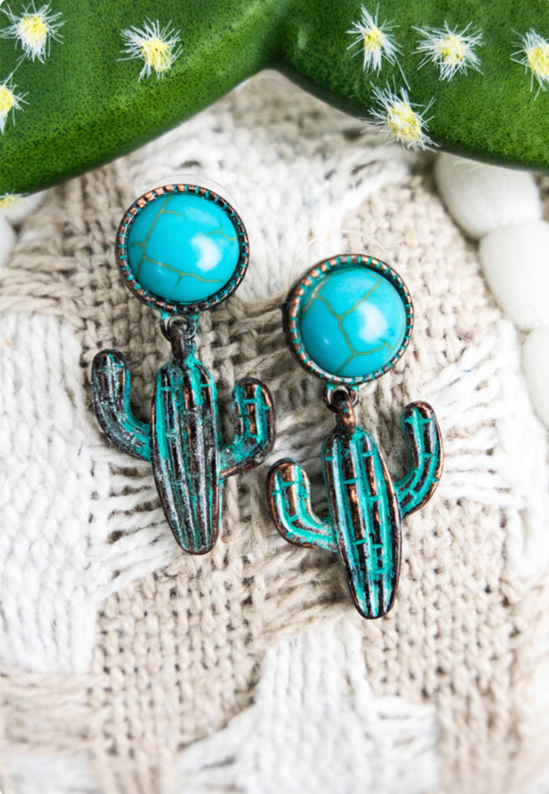 Turquoise Patina Arvilla Cactus Earrings