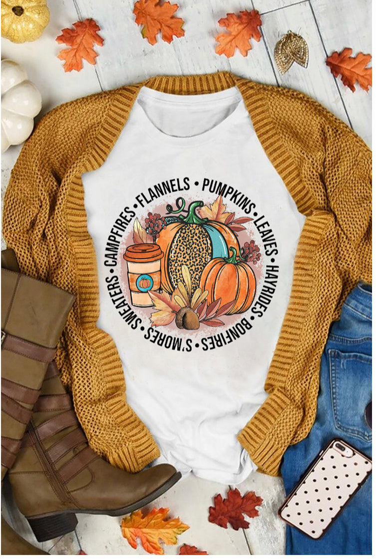 All things FALL 🍁Graphic Cuffed Short Sleeve T-shirt