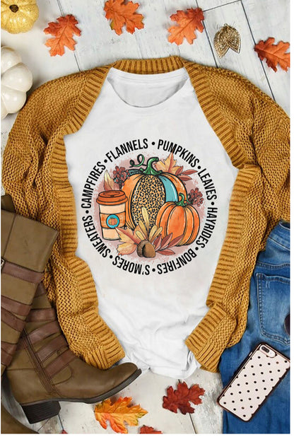 All things FALL 🍁Graphic Cuffed Short Sleeve T-shirt