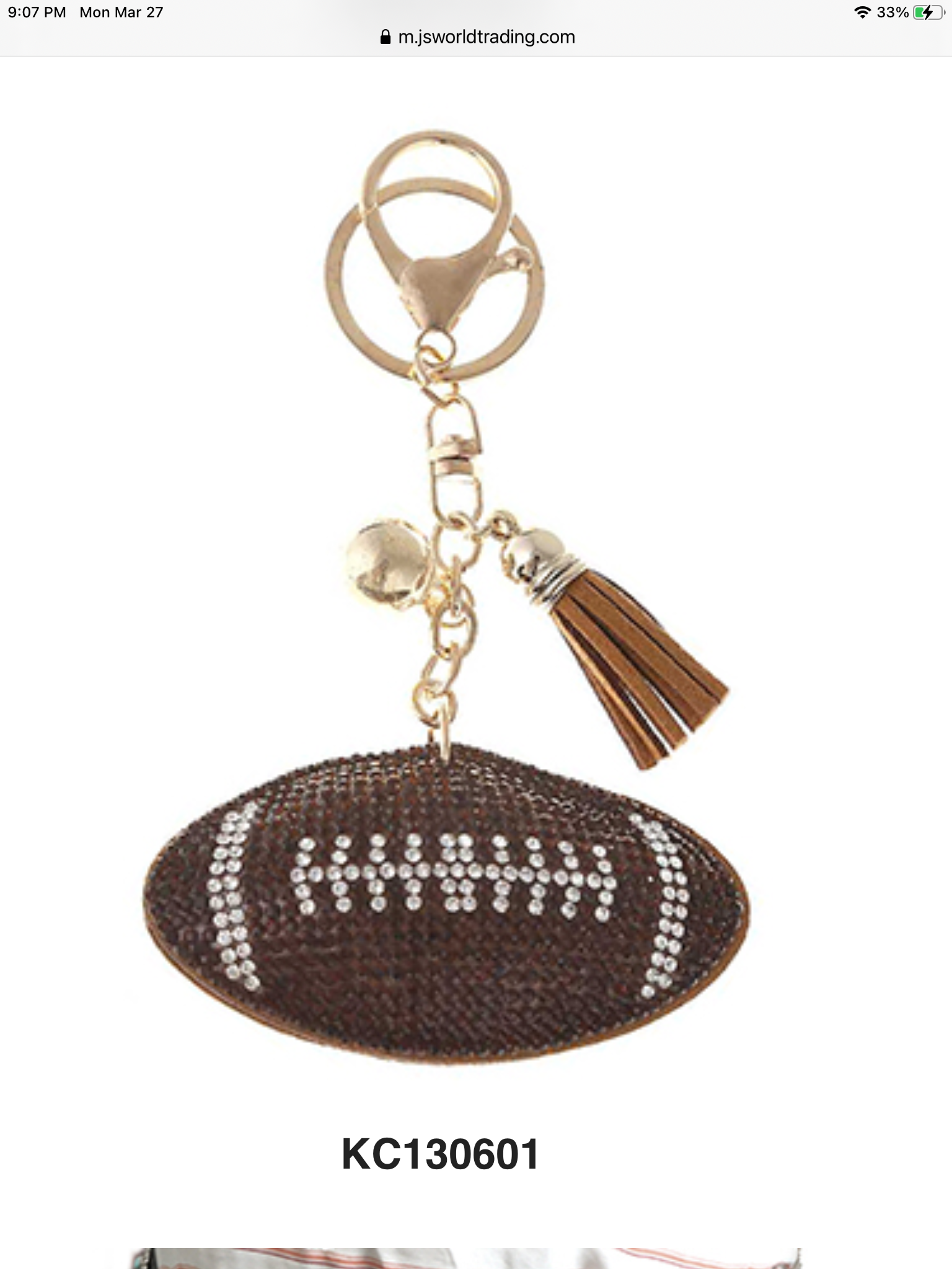 Rhinestone Covered Keychain With Tassel