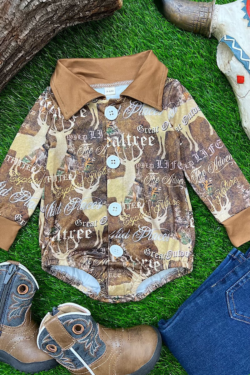 Real Tree Button Up Baby Onesies