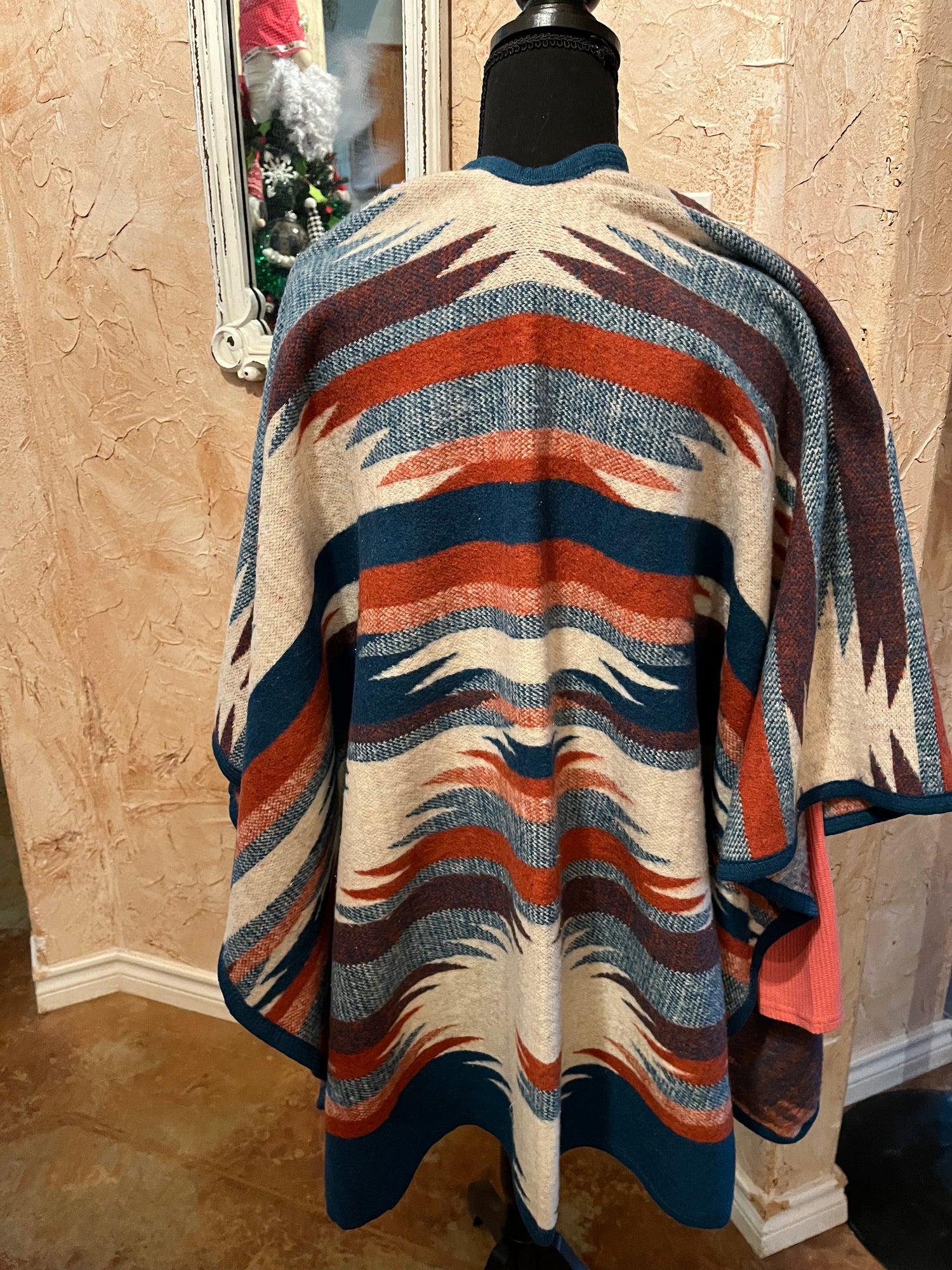 Back View-Aztec Poncho Wrap