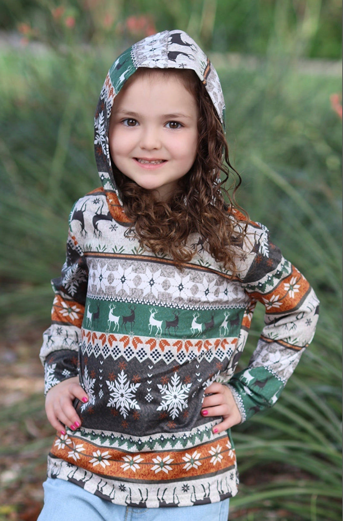 Snowflake &amp; Deer Childs Printed Hoodie Sweatshirt-Mommy &amp; Me