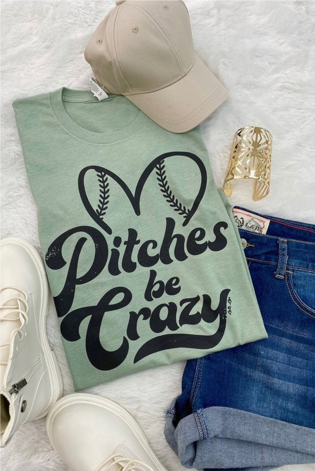 Pitches Be Crazy- Sage Baseball Tee