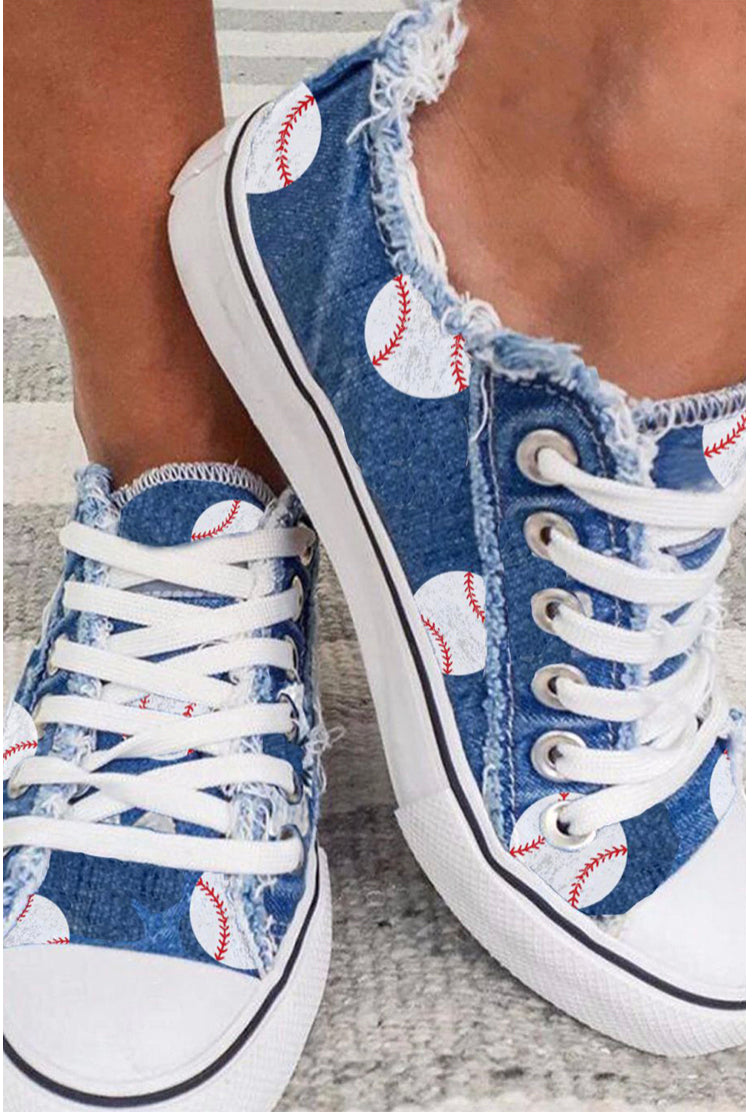 Full View-Blue Baseball Element Lace-up Sneakers